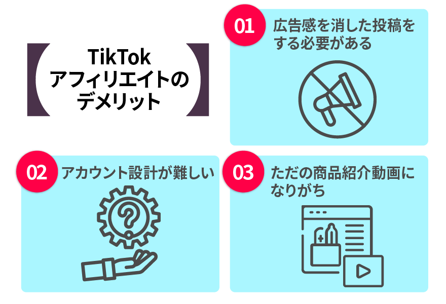 TikTokアフィリエイトのデメリット