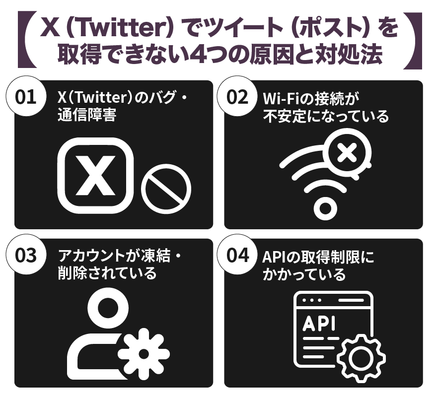 Xでツイートを取得できない4つの原因と対処法