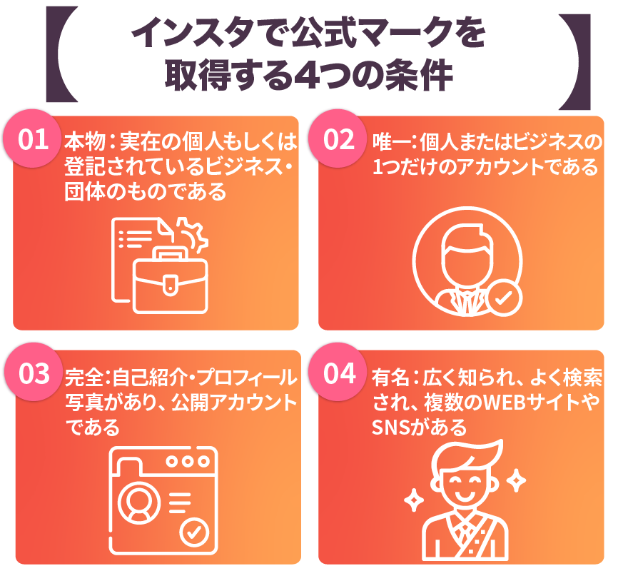 インスタで公式マークを取得する4つの条件