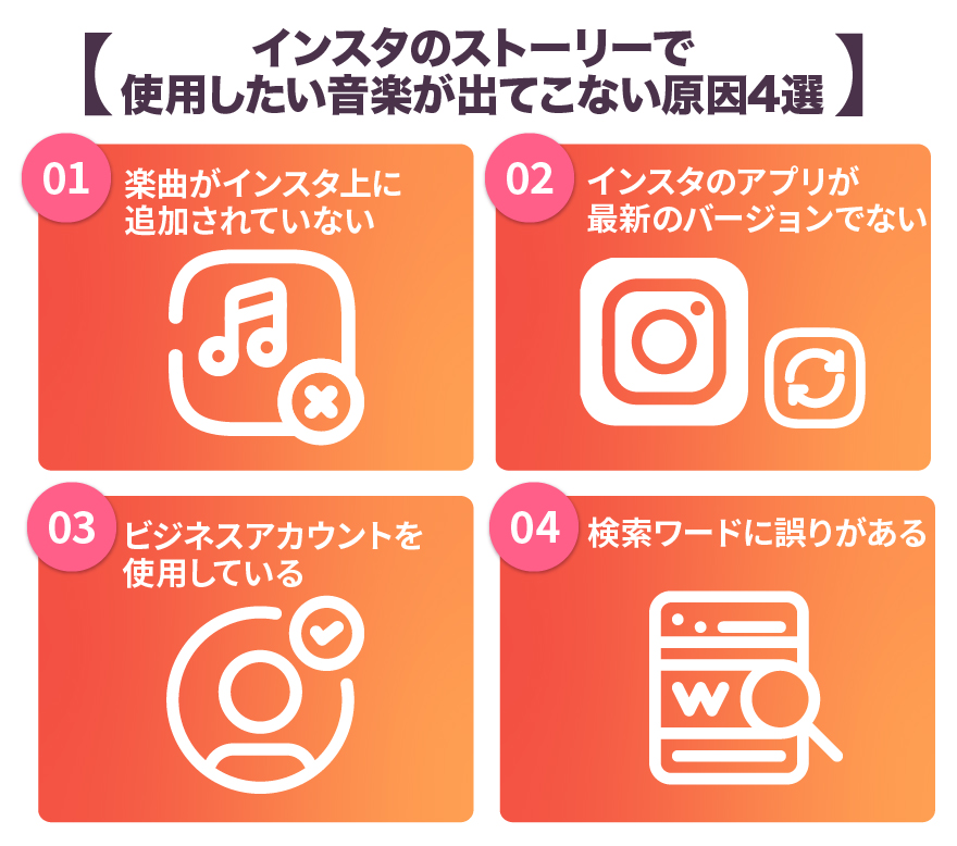 インスタのストーリーで使用したい音楽が出てこない原因４選