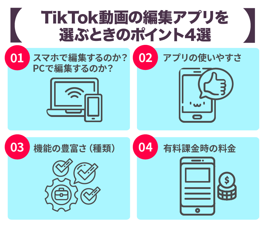 TikTok動画の編集アプリを選ぶときのポイント4選