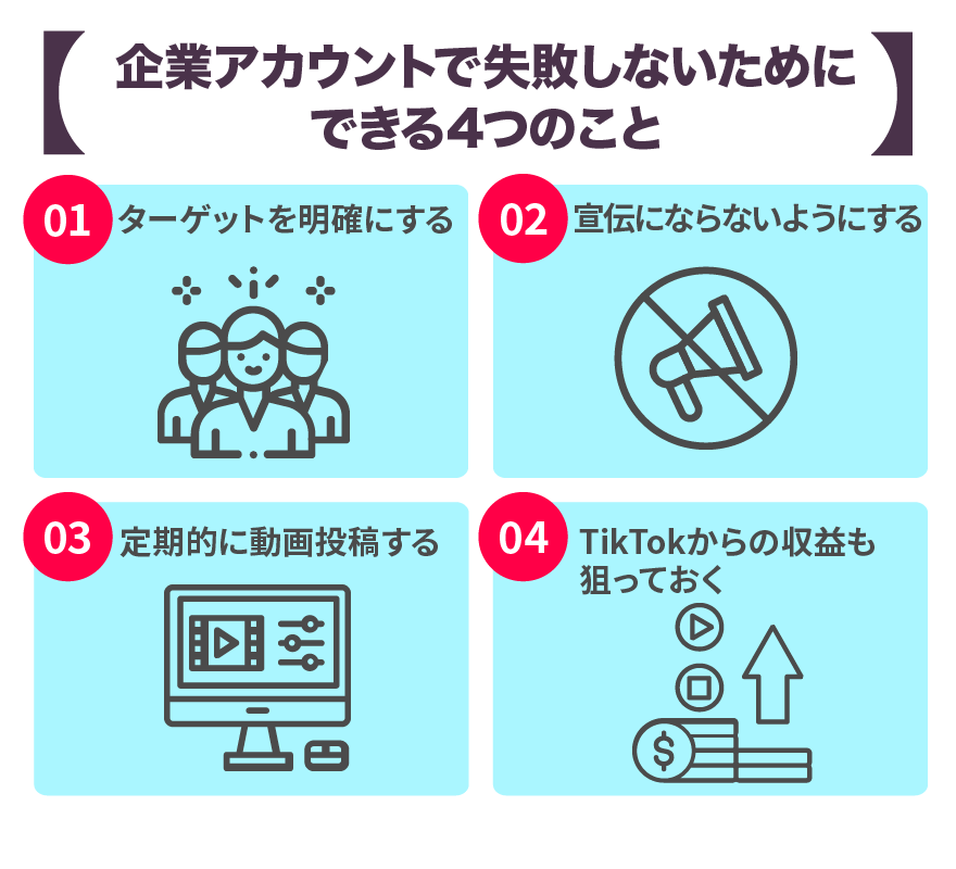 企業アカウントで失敗しないためにできる4つのこと