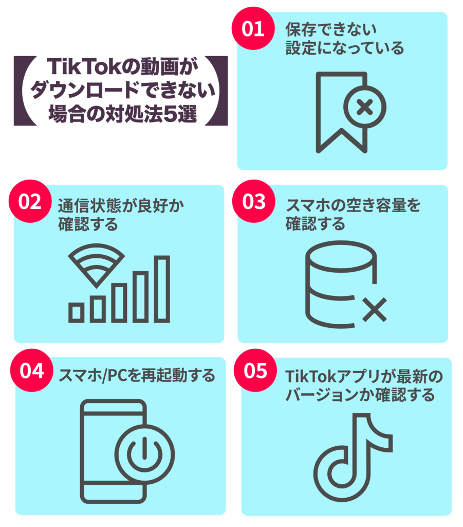 TikTokの動画がダウンロードできない場合の対処法５選