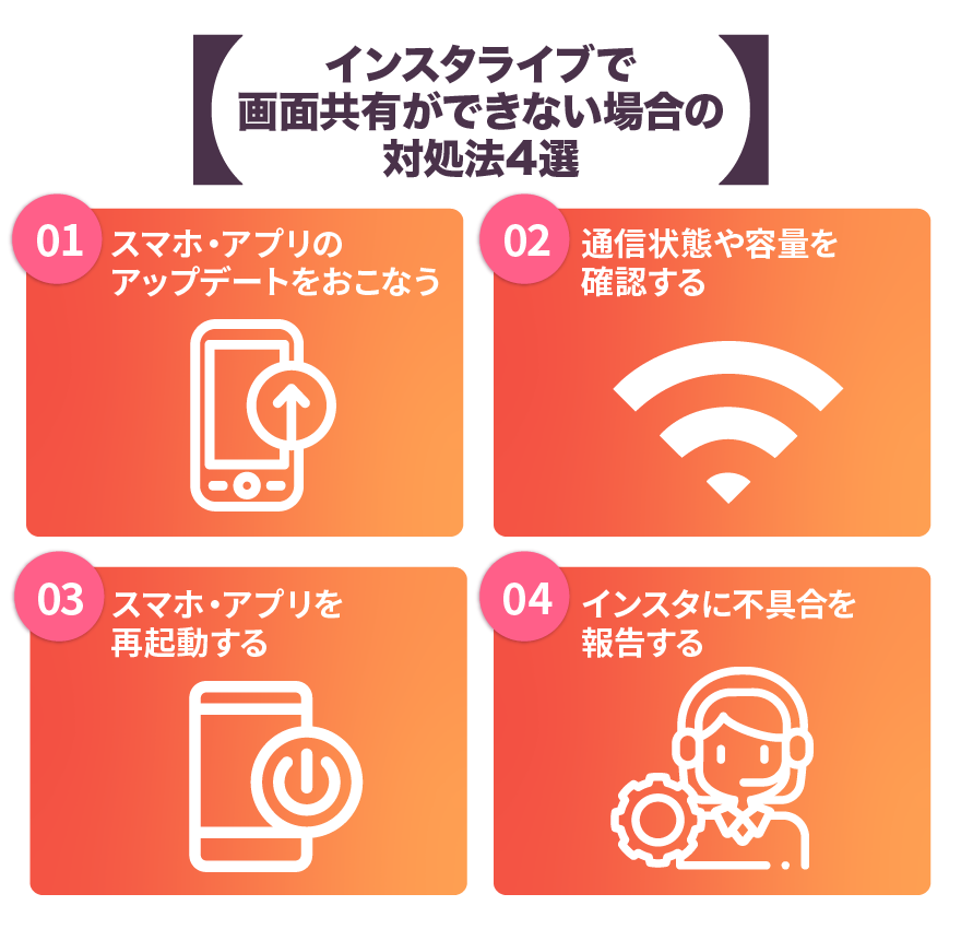 インスタライブで画面共有ができない場合の対処法4選