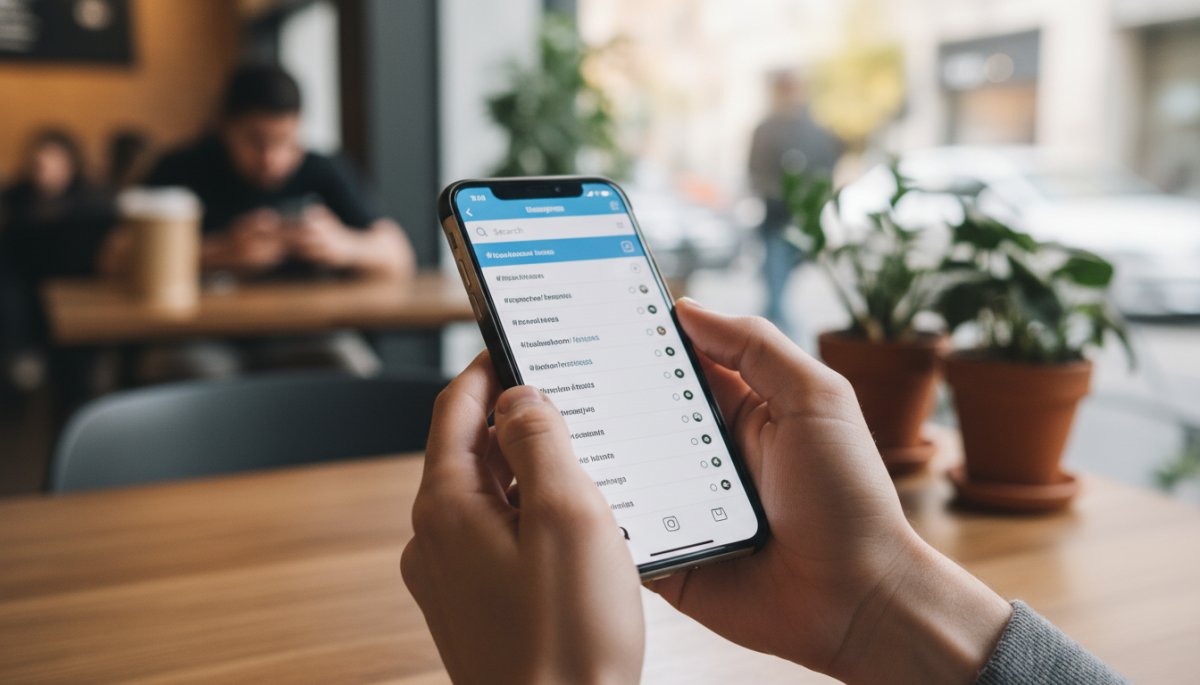 スマートフォンでインスタグラムのハッシュタグを選択している様子