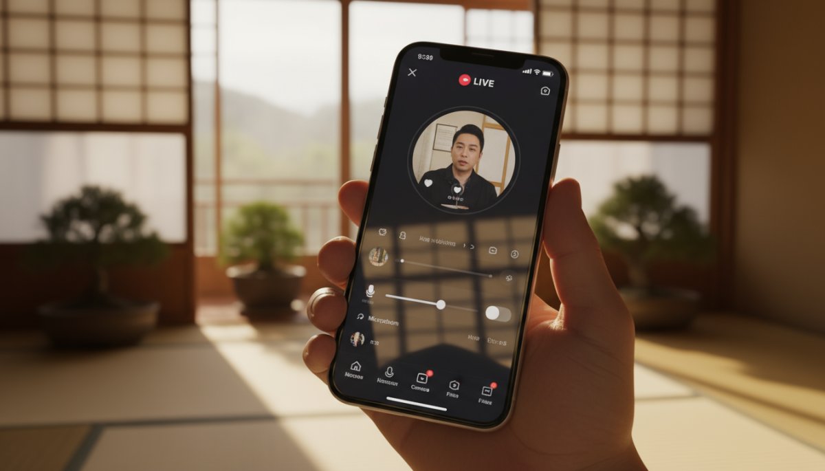 TikTokライブ配信の条件を確認するスマートフォン画面