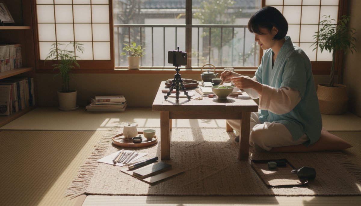 TikTokでフォロワーを増やすための動画撮影風景