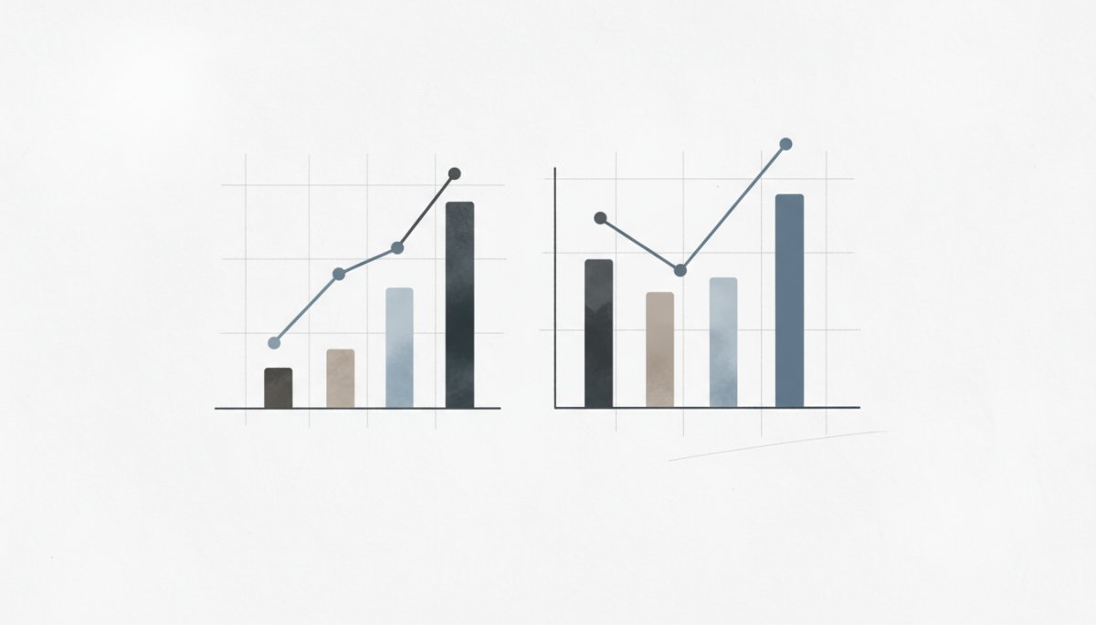 シンプルなグラフデザインと装飾を抑えたスライド要素