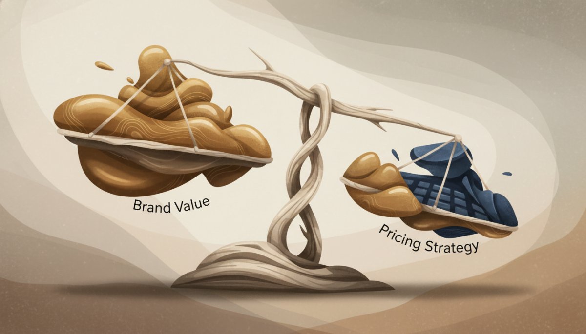 ブランド戦略と価格訴求のバランスを表現したイメージ