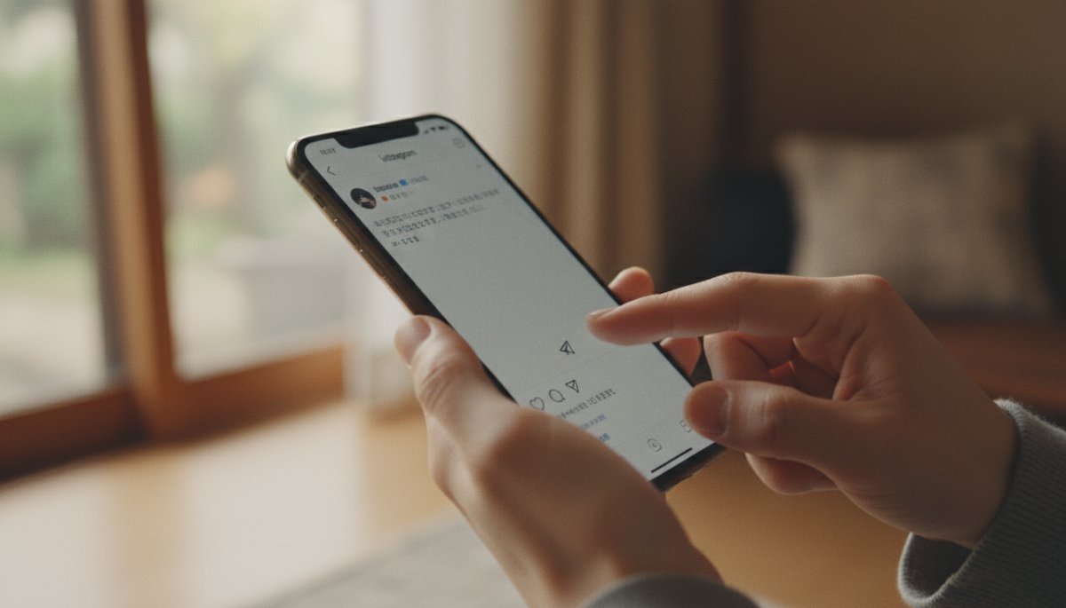 インスタグラム投稿をストーリーに追加する操作画面